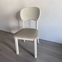 Chaise de salle à manger en bois massif avec cadre renforcé et épaissi, dossier en cuir, style luxe léger, simple et moderne, mobilier de maison blanc