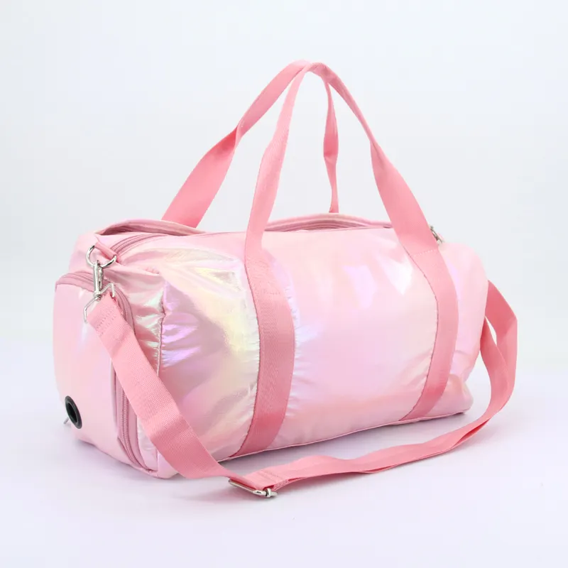 Custom Yoga Gym Travel Sneaker Storage Bag Holographic Gym Sport Luxury Duffle Bag Weekender Overnight Bag For Women