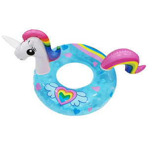 Hot bán trẻ em dành cho người lớn PVC Inflatable Unicorn hồ bơi <span class=keywords><strong>Float</strong></span> với glitters nước vui vẻ đồ chơi màu hồng Unicorn bơi ống Vòng - Product Image 4