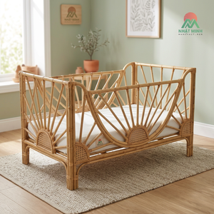 Cuna de Ratán Nhat Minh, Diseño Tropical, Color Natural, Cama para Bebé de 0 a 3 Años, Muebles Infantiles - Product Image 3