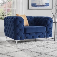 Ensemble de canapés de salon modernes de luxe en velours vert de style Chesterfield
