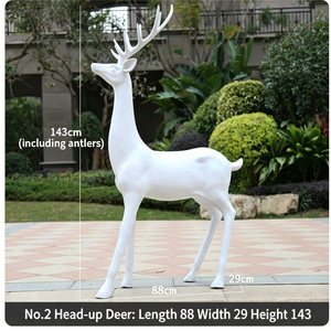 Scultura di Cervo Bianco in Vetroresina Personalizzata per Esterni, Statua di Renna a Grandezza Naturale in FRP per Decorazioni Natalizie di Giardini, Parchi e Centri Commerciali - Product Image 3
