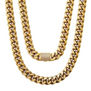 Cadena gruesa <span class=keywords><strong>Mami</strong></span> de 10mm y 14mm para hombre, de acero inoxidable diseño geométrico, sin deslustre, PVD de 18 quilates, cierre de diamante chapado en oro, aniversarios - Product Image 3
