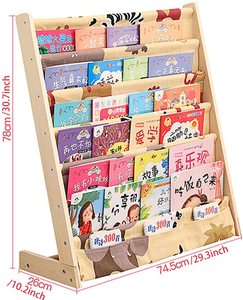 Thiết Kế Hiện Đại Trẻ Em Cuốn Sách Lưu Trữ Giá Bằng Gỗ Kệ Sách Với Vải Kệ Dễ Dàng Truy Cập Trẻ Em Của Tủ Sách Cho Trẻ Mới Biết Đi - Product Image 2