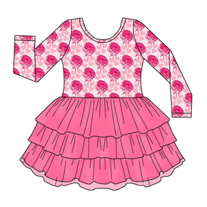 Abito Estivo di Alta Qualità per Bambine con Motivi Floreali, Maniche Lunghe, Morbido Pizzo a Tre Strati, Vestito in Tulle per Bambine - Product Image 3