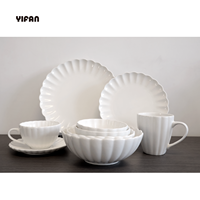 Service de vaisselle en porcelaine blanche gaufrée, durable et écologique, avec logo personnalisé, pour hôtels, restaurants et mariages