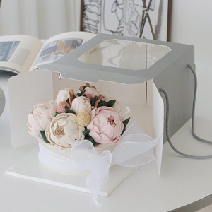 Rectangular Paper Dessert <b>Boxes</b> with Window Self Erecting Food Grade Packaging in Pastel Colors Recyclable Plastic Liner - Product Image 3