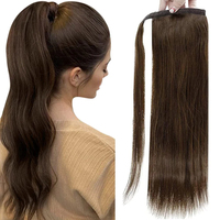 Cheveux humains naturels non traités 100g queue de cheval complète pince à cheveux brésilienne queue de cheval 22 pouces couleurs brun foncé extension de queue de cheval