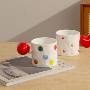 Pintado a mano regalo del Día de <span class=keywords><strong>San</strong></span> Valentín creativo corazón rojo mango cerámica pareja taza de café <span class=keywords><strong>desayuno</strong></span> taza de leche - Product Image 6