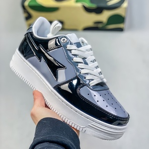 Nouvelle Tendance 2026 : Chaussures Décontractées Bapeeess Designer Star en Cuir Verni PU Respirant et Léger avec Lacets et Patchwork Rouge de Haute Qualité - Product Image 5