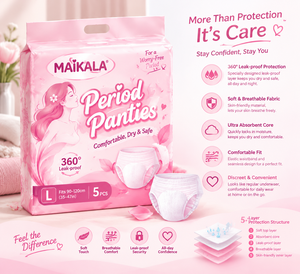 MAIKALA Pantalones menstruales desechables, ropa interior menstrual súper absorbente, transpirable, no tejida, para mujer, M/L/XL, 5 uds. - Product Image 2