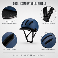 Casque de vélo électrique KMS-YB13, coque en PC, doublure en EPS, 293g, léger, 10 aérations, visière réfléchissante amovible, intérieur amovible