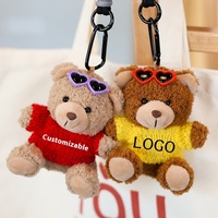 Teddybeer Hanger Sleutelhanger Aanpasbare Bedrukte Naam Logo Graduatie Cadeau Mesh Pp Katoenen Knuffel Schooltas Stress Verlichting