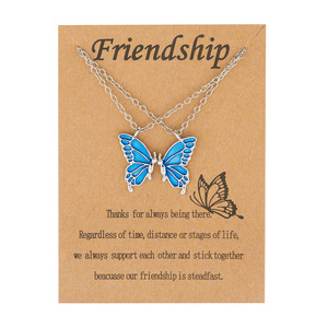 Самое продаваемое ожерелье из цинкового сплава с рисунком бабочки, ожерелье для лучшей подруги, памятное ожерелье на выпускной, бабочка, 2 шт./компл. - Product Image 6