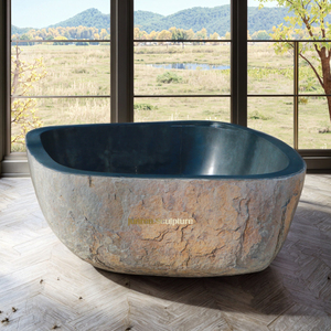 JUNREN Basalt River Stone <strong>Bathtub</strong> for Hotel Bathroom Black Granite <strong>Bathtub</strong> - Product Image 5