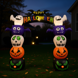 Arco di zucca di Halloween per decorazioni da giardino, gonfiabile da 2,5 m con luci LED integrate per decorazioni natalizie sul prato anteriore - Product Image 2