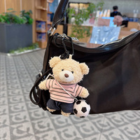 Offre Spéciale : Porte-clés en Peluche Ours Footballiste Rayé, Créatif, Tendance et Adorable, Idéal pour Sac, Cadeau Promotionnel en Gros