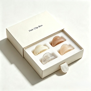 Boîte en carton personnalisée blanc cassé avec tiroir, emballage pour pinces à cheveux et accessoires capillaires, vente directe usine - Product Image 1
