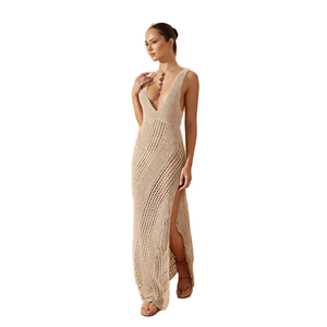Nuevo Vestido de Playa Kimono de Punto para Mujer 2026 con Cuello en V Profundo, de Una Pieza, de Secado Rápido, Anti-UV, con Volantes, 100% Poliéster - Product Image 1