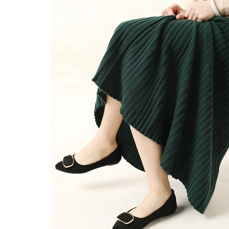 Новинка 2021, осенне-зимняя кашемировая вязаная юбка на заказ, Женская облегающая плиссированная юбка средней длины