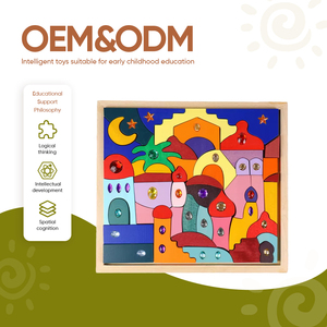 Blocs de construction <span class=keywords><strong>en</strong></span> <span class=keywords><strong>bois</strong></span> colorés créatifs château de jouets éducatifs pour enfants de 2 à 4 ans emballé dans une boîte - Product Image 1