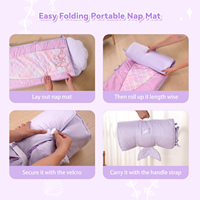 Tapis de sieste personnalisé pour tout-petits, motif sirène, avec couverture en minky amovible et oreiller, pour filles, crèche et maternelle