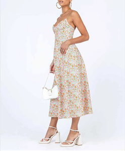 <span class=keywords><strong>Disegno</strong></span> su misura <span class=keywords><strong>estate</strong></span> Casual dolce donna stampa ritaglio con volant Trim dolce abito sottoveste per le donne - Product Image 2
