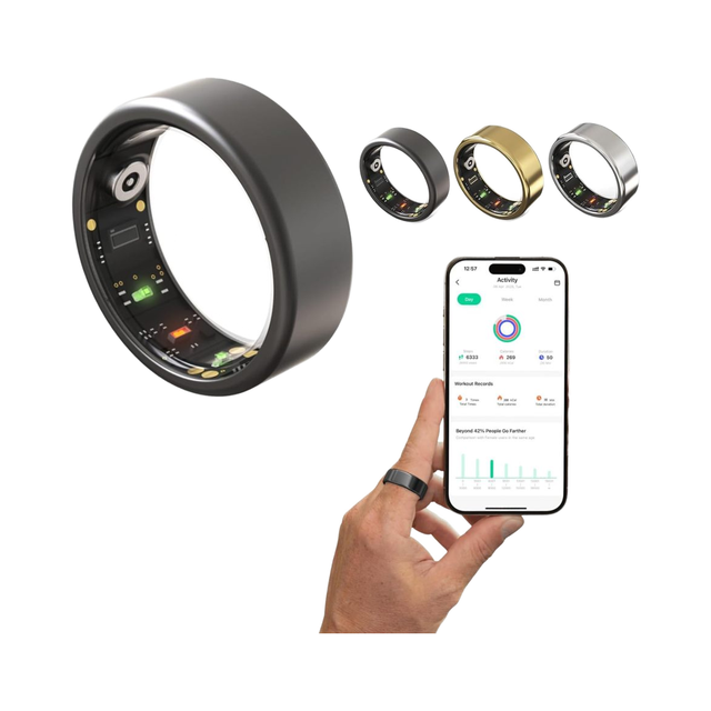 Smart Ring for Men Women's Fitness Remote Control Activity Tracker Sleep Monitor Stress/Heart Rate Calories Steps Tracking for