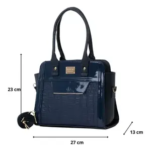 Bolso de Mano Fana Amira para Mujer, Modelo M3745, en Cuero Sintético Azul con Diseño de Cocodrilo, Elegante, con Dos Asas - Product Image 3
