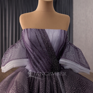Vestido de Noche Largo de Lujo sin Tirantes Rsm251049 con Espalda con Cordones y Volantes, Vestido de Mujer Personalizable Jancember - Product Image 4