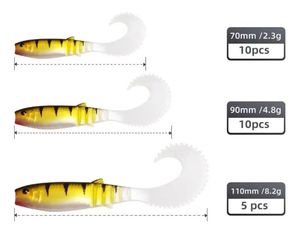 Señuelo Artificial Curvo Tipo Cannibal de 70mm 90mm 110mm para Pesca de Lubina, Silicona Duradera, PVC, ABS, para Pesca en Ríos, Arroyos y Mar - Product Image 2