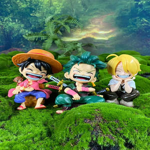 Anime <span class=keywords><strong>One</strong></span> Pieced Kawaii Q versión figura Luffy Sanji Zoro figura de acción coche decoración de escritorio PVC muñeca modelo juguete Gif - Product Image 2