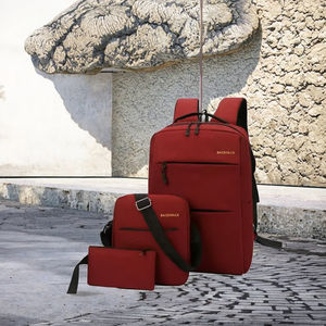 Mochila Impermeable para Computadora Unisex de Doble Correa con Puerto USB y Forro de Poliéster, Conjunto Casual de Tres Piezas - Product Image 3