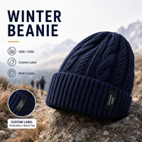 Chapeau d'hiver unisexe pour adultes, logo brodé personnalisé, bonnet en tricot uni, vente en gros