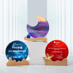 Fábrica JY, venta al por mayor, trofeo de cristal de madera, grabado creativo personalizado, excelente medalla de impresión en Color para empleados - Product Image 1