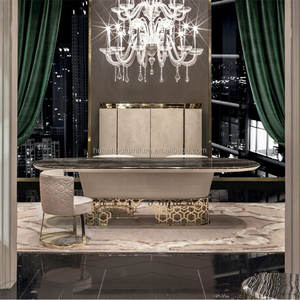 أثاث غرفة الطعام الحديثة الفاخرة الراقية طاولة اصطناعية أعلى الذهب بالذهب - Product Image 4