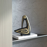 Sculpture d'oiseau en céramique au design abstrait vintage, figurine d'hibou floral peinte à la main, ornement de style tribal pour étagère, Ramadan, Remise de diplôme
