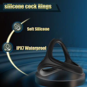SEXBAY Shark Lock <span class=keywords><strong>Ring</strong></span> Tıbbi Silikon Siyah %100 Su Geçirmez Üçgen Penis Halkası Seti Masaj Geciktirici Halka Elastik Güvenli Erkek Seks Oyuncağı - Product Image 5