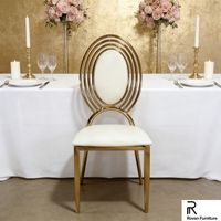 Chaise de salle à manger haut de gamme en acier inoxydable à dossier multi-cercles, idéale pour les mariages et événements – Meilleure vente