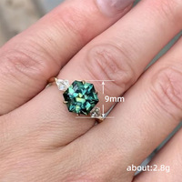 Kadınlar için Yeşil Altıgen Kübik Zirkonya Yüzük, 9mm, Altın Kaplama Pirinç Geometrik Gösterişli Yüzük, Altın