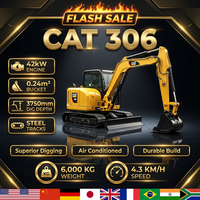 Excavatrice CAT 306E2 d'occasion de 6 tonnes avec moteur et pompe d'origine, mini-pelle d'occasion