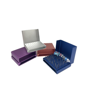 76-Hole Blue Aluminum Cone Head Dental Bur <b>Storage</b> Case CE Certified Class I Stand for Endo <b>File</b> & Bur Manual Organizer Rack - Product Image 1