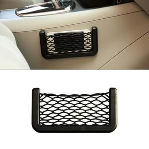 Organisateur universel de filet de siège d'auto Accessoires de voiture en PVC Support de téléphone et sac de rangement latéral arrière Conception universelle en maille pour voitures - Product Image 1