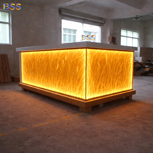 Barra de <span class=keywords><strong>Bar</strong></span> en Forma de L, Diseño Moderno y Contemporáneo, Personalizada, de Alta Gama, Gran Barra de <span class=keywords><strong>Bar</strong></span> de Acrílico y Mármol con Luces LED para Restaurante - Product Image 3