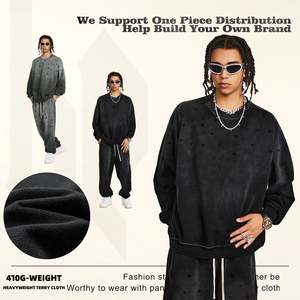 Sweat-shirt délavé à l'acide sur mesure pour hommes tissu tricoté surdimensionné de style vintage pour l'hiver - Product Image 4