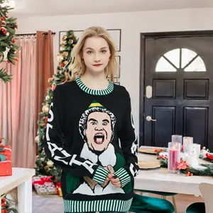 यूनिसेक्स कस्टम क्रिसमस बुना हुआ स्वेटर शीतकालीन क्रिसमस कार्टून ओ-नेक कॉलर एंटी-रिंकल स्वेटर OEM सेवा उपलब्ध है