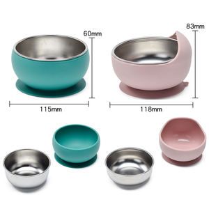 Ensemble de bols pour bébé en acier inoxydable et silicone, sans BPA, avec assiette à ventouse amovible, incassable, vaisselle pour tout-petits et enfants - Product Image 2