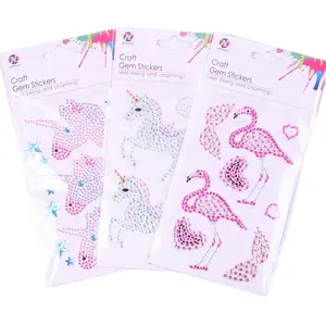 hot sell flamingo/unicorn acrylic Rhinestone 3D Sticker Adhesive crystal sticker Diamond kids gem sticker