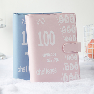 OEM Hồng 100 Phong Bì Tiết Kiệm Thách Thức Ngân Sách Chất Kết Dính PU Da In Loose-Leaf Phong Cách Máy Tính Xách Tay Tiền Tiết Kiệm Kế Hoạch - Product Image 2