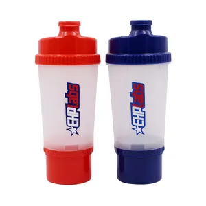 Groothandel custom 700 ml sport eiwit shaker fles met compartiment, hoge kwaliteit gym shaker fles, fitness water